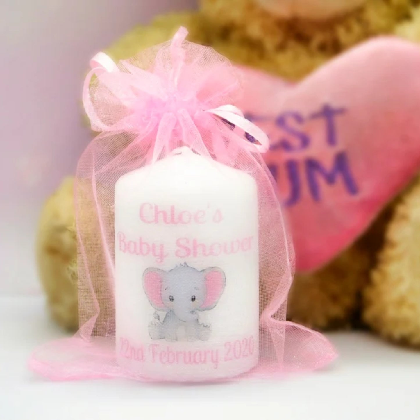 PERSONALISED PK10 6CM ELEPHANT BABY SHOWER FAVOURS M002