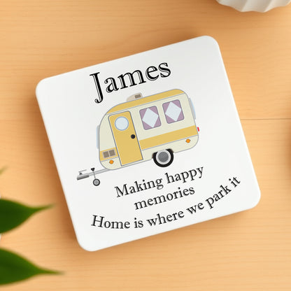 PERSONALISED CARAVAN COASTER (6 COLOURS) MG010