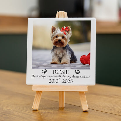PET MEMORIAL PHOTO CERAMIC TILE WITH WOODEN EASEL