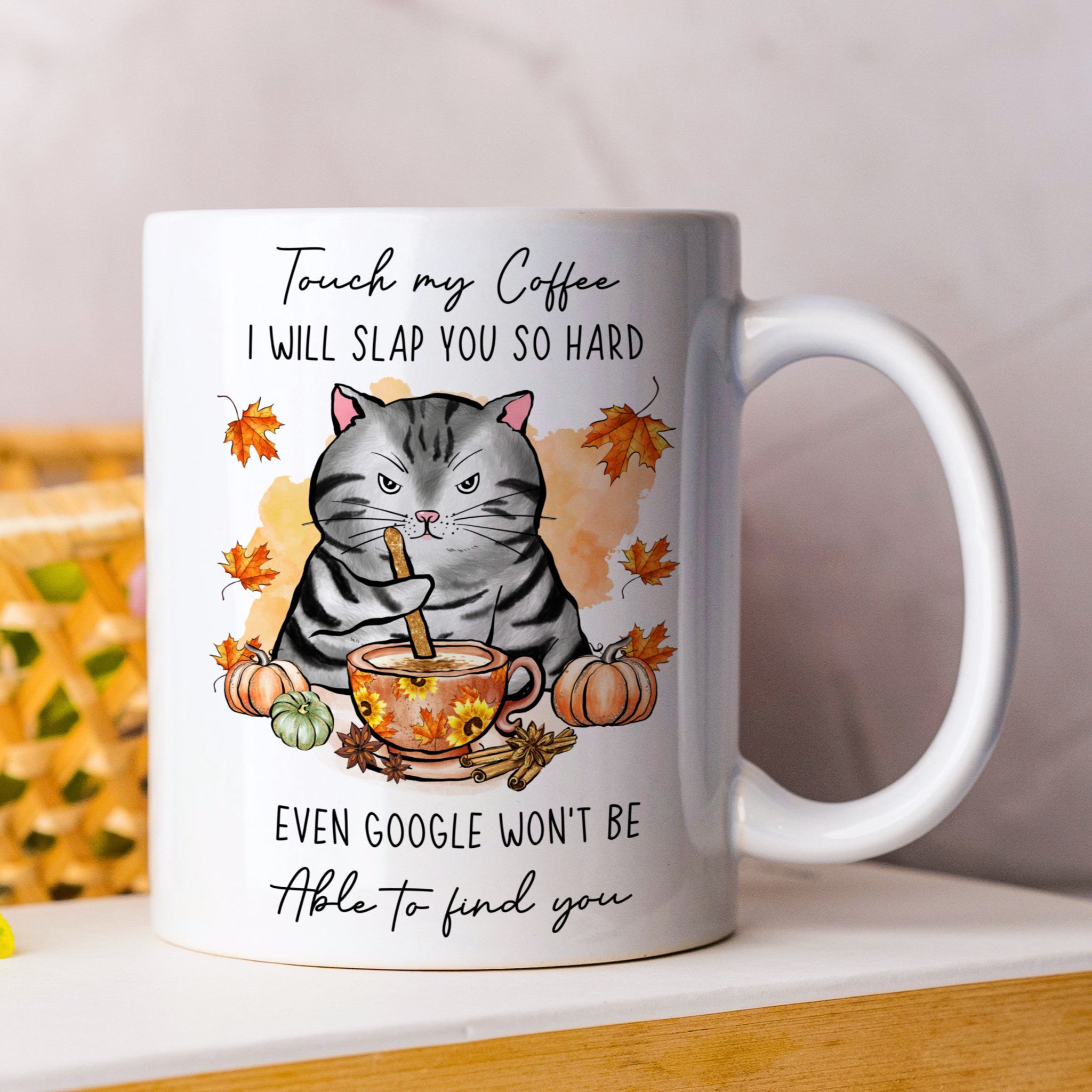 TOUCH MY COFFEE CAT MUG AND COASTER MG003