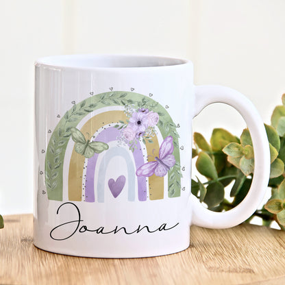 PERSONALISED RAINBOW MUG AND COASTER- MG071