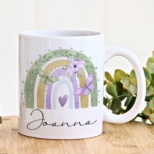 PERSONALISED RAINBOW MUG AND COASTER- MG071