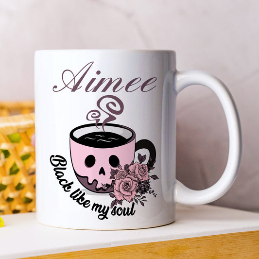 PERSONALISED BLACK LIKE MY SOUL MUG AND COASTER - MG066