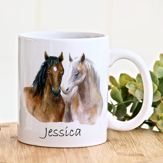 PERSONALISED WATERCOLOUR HORSE MUG AND COASTER - MG033