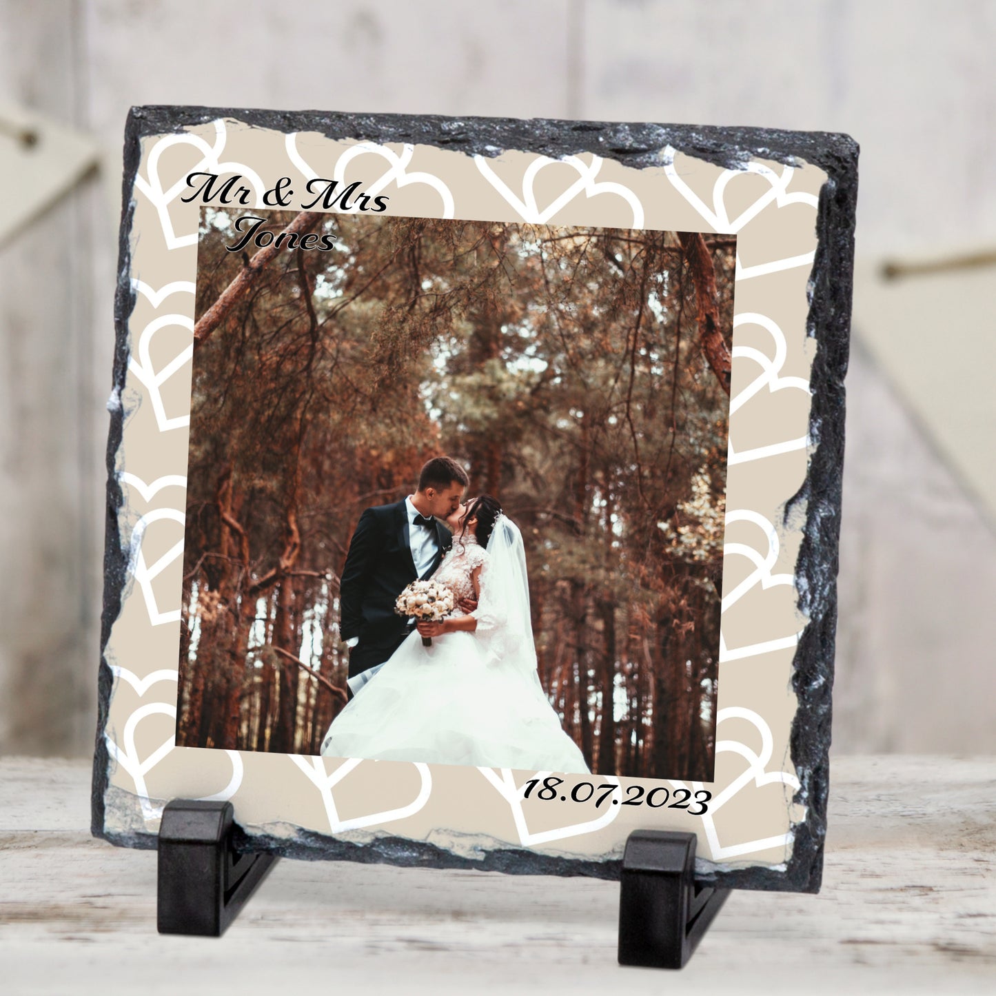 PERSONALISED WEDDING PHOTO ROCK SLATE - SL018