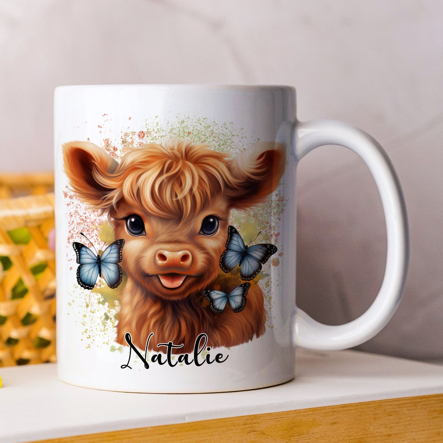 PERSONALISED HIGHLAND COW MUG AND COASTER - MG102