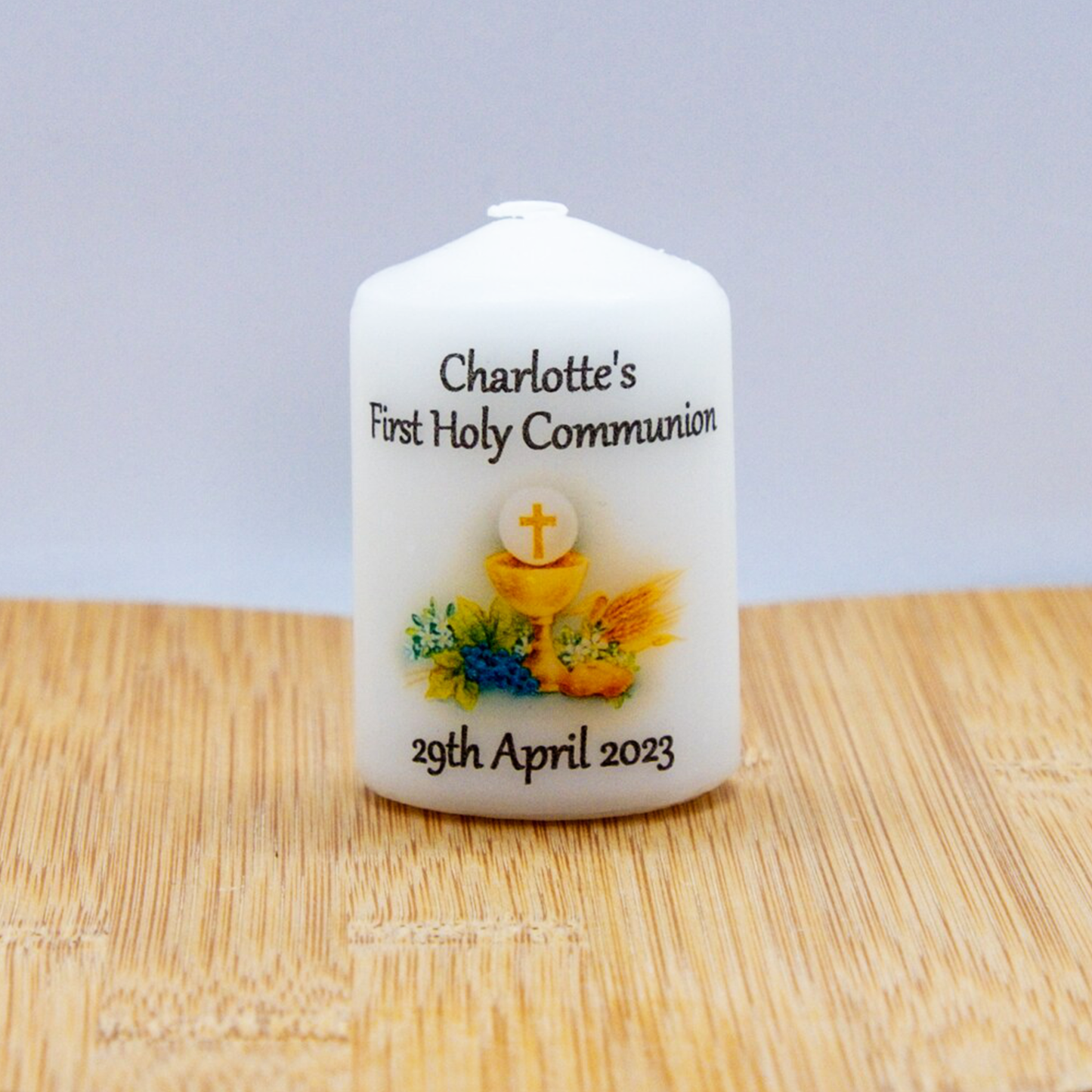 PERSONALISED PK10 RUSTIC/VINTAGE 6CM CANDLE FAVOURS M020