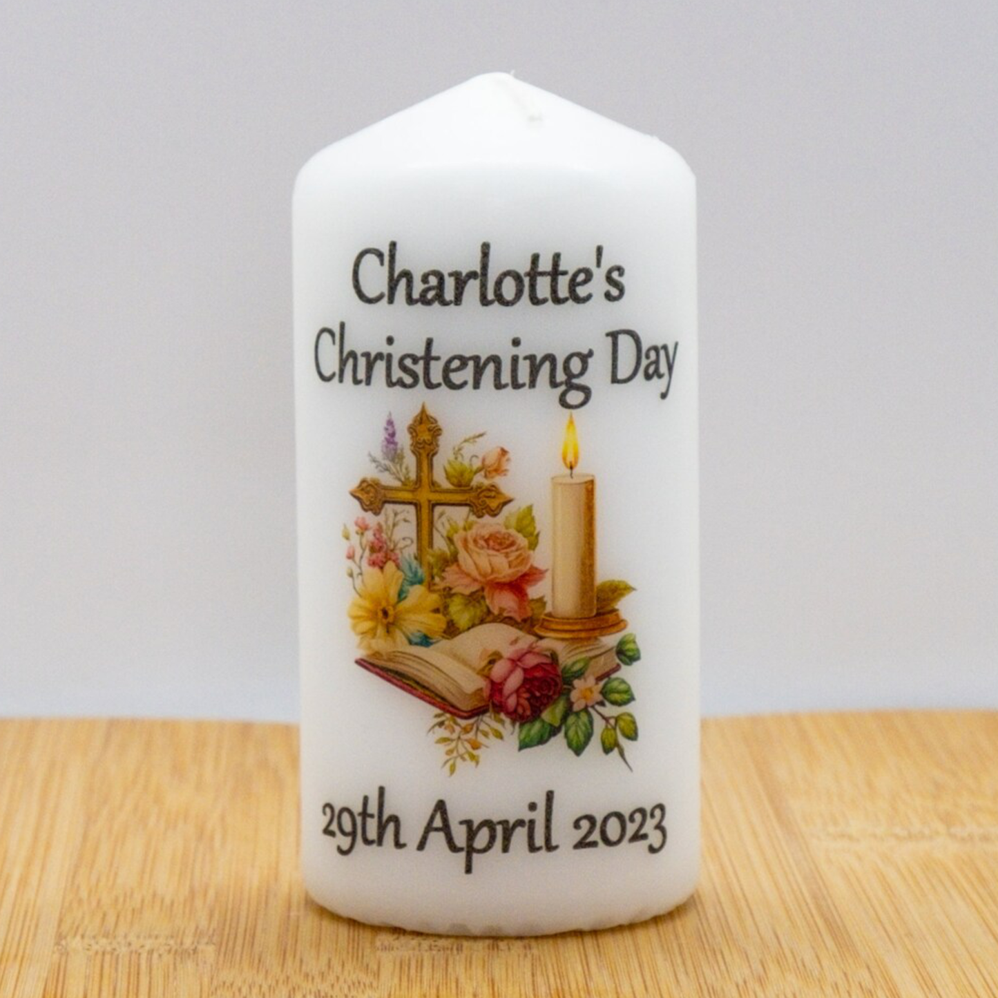 PERSONALISED 12CM CHRISTENING CANDLE P011