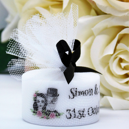 PERSONALISED PK10 GOTHIC TEALIGHT WEDDING FAVOURS TL009