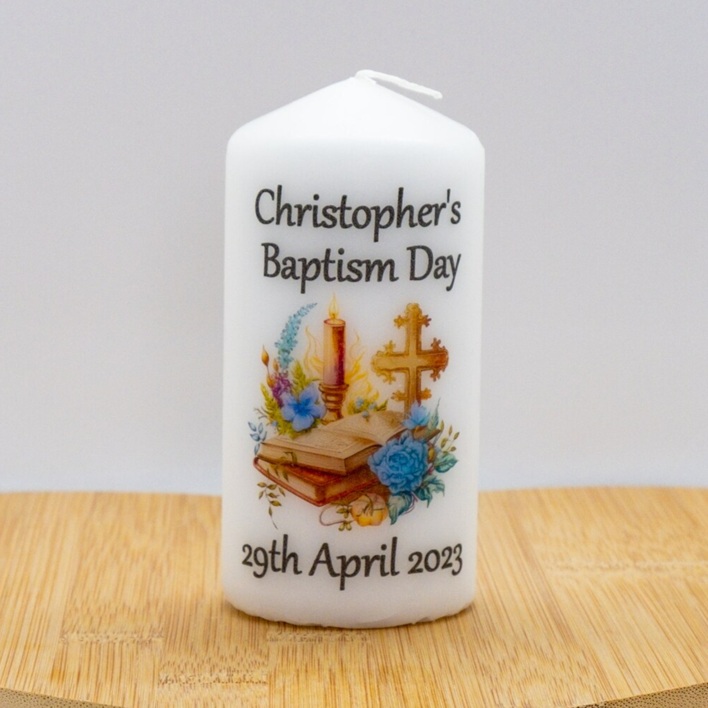 PERSONALISED 12CM CHRISTENING CANDLE P011
