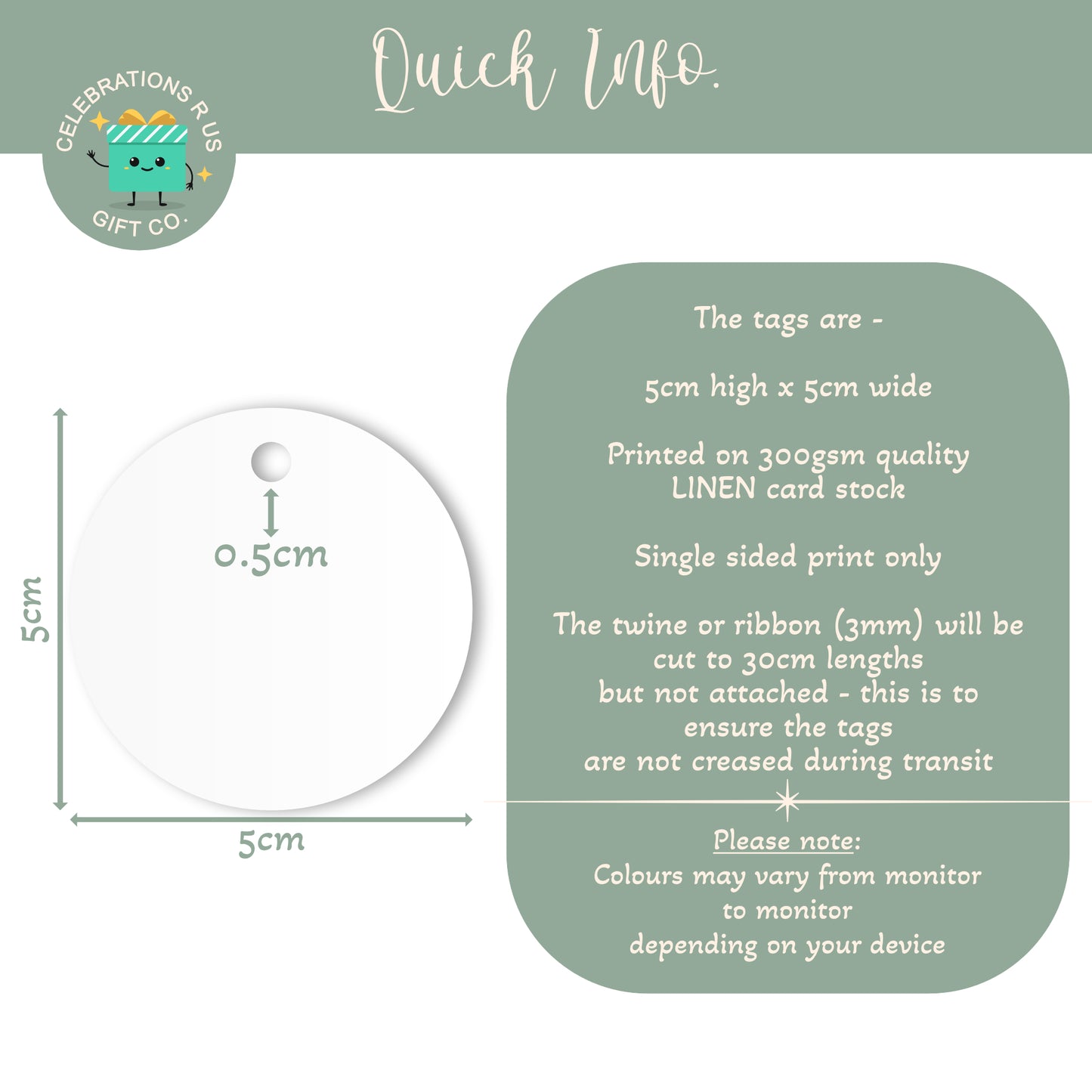 CUSTOM ROUND BUSINESS TAGS (PK15)