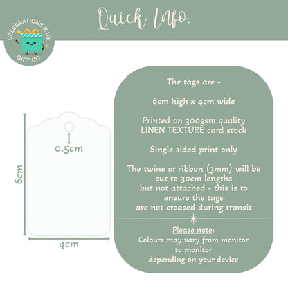 PERSONALISED PK15 BABY FOOTPRINTS BABY SHOWER TAGS T008