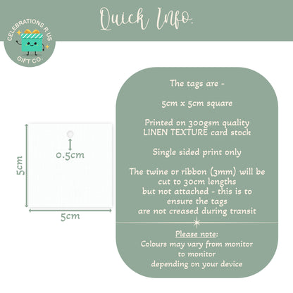 PERSONALISED PK15 ELEGANT WEDDING FAVOUR TAGS T062
