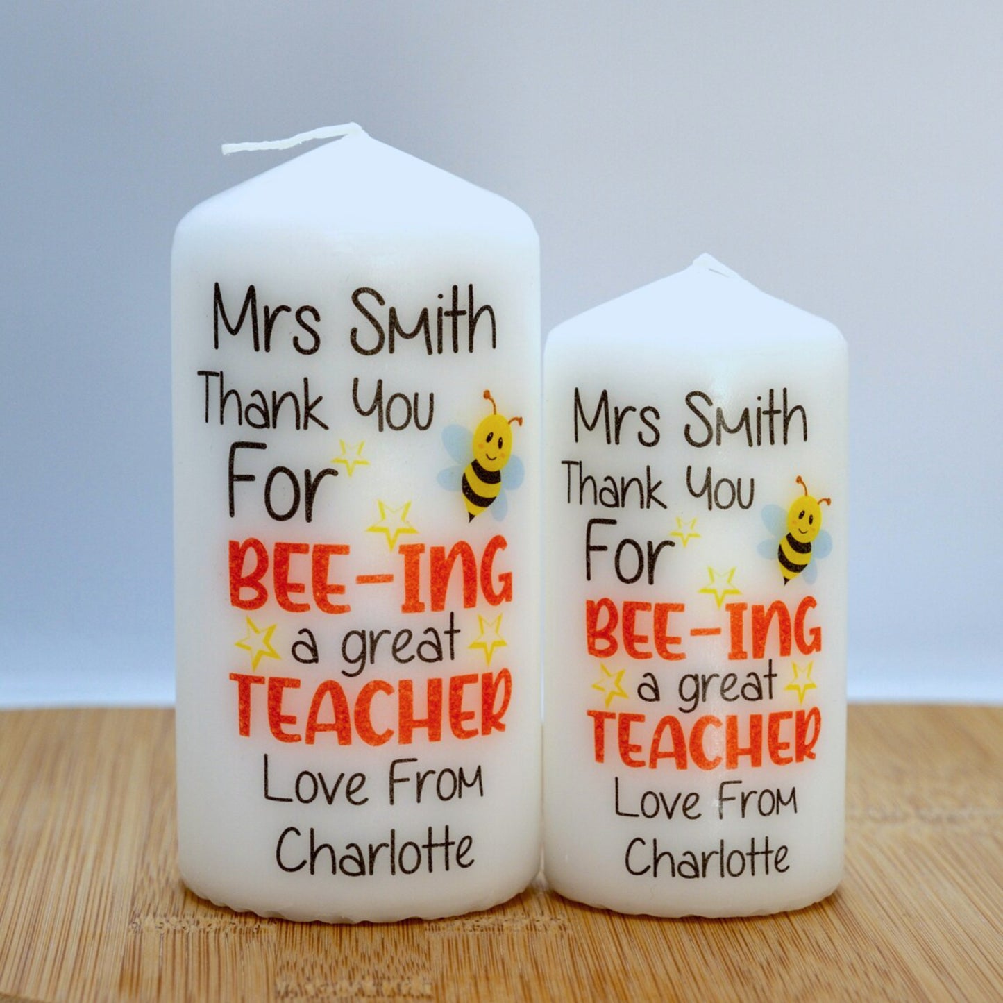 Personalised Thank You for Bee-ing a Great Teacher Candle