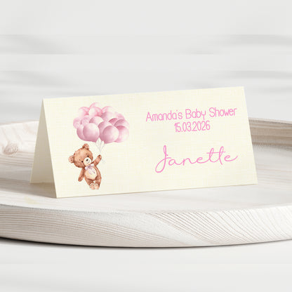 TEDDY BEAR BABY SHOWER PLACE CARDS - IVORY