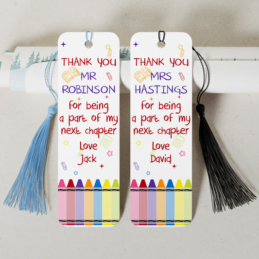 PERSONALISED TEACHER THANK YOU BOOKMARK