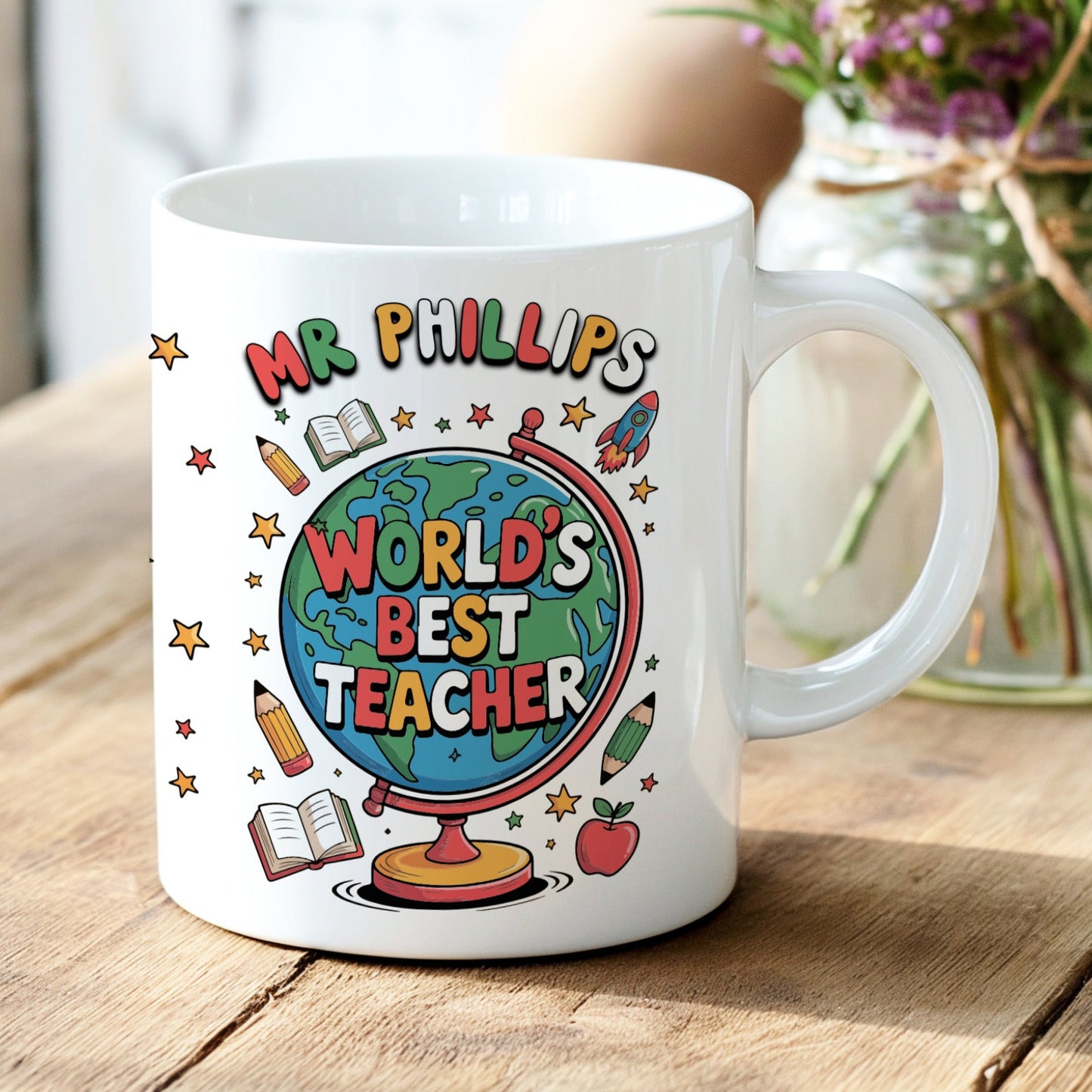 CUSTOM BEST TEACHER MUG AND COASTER SET