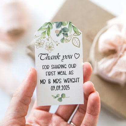 PERSONALISED FOLIAGE WHITE WEDDING TAGS (PK8 or PK15)