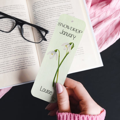 PERSONALISED BIRTH FLOWER METAL BOOKMARK WITH TASSEL