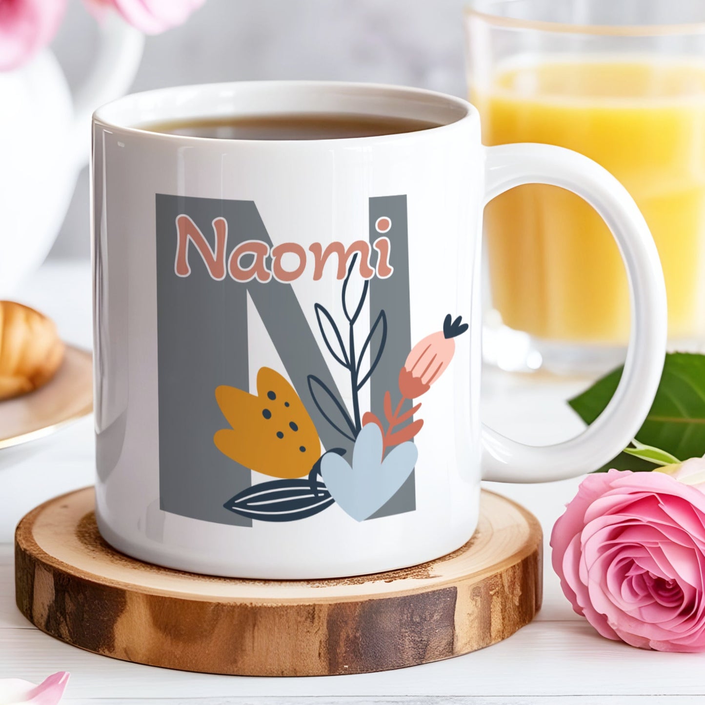 PERSONALISED BOHO NAME MUG AND COASTER