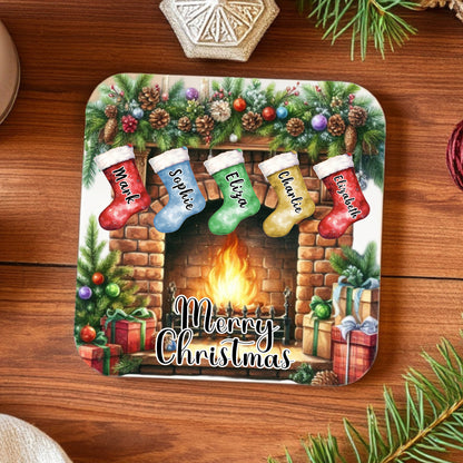 PERSONALISED CHRISTMAS FIREPLACE COASTER MG133