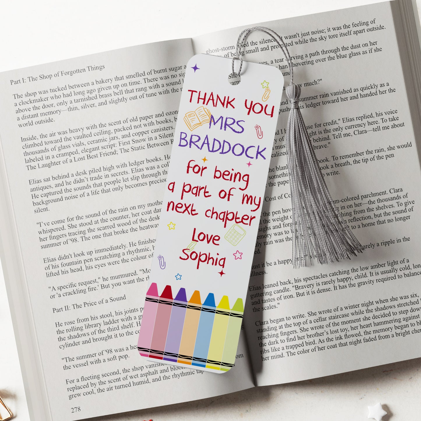 PERSONALISED TEACHER THANK YOU BOOKMARK
