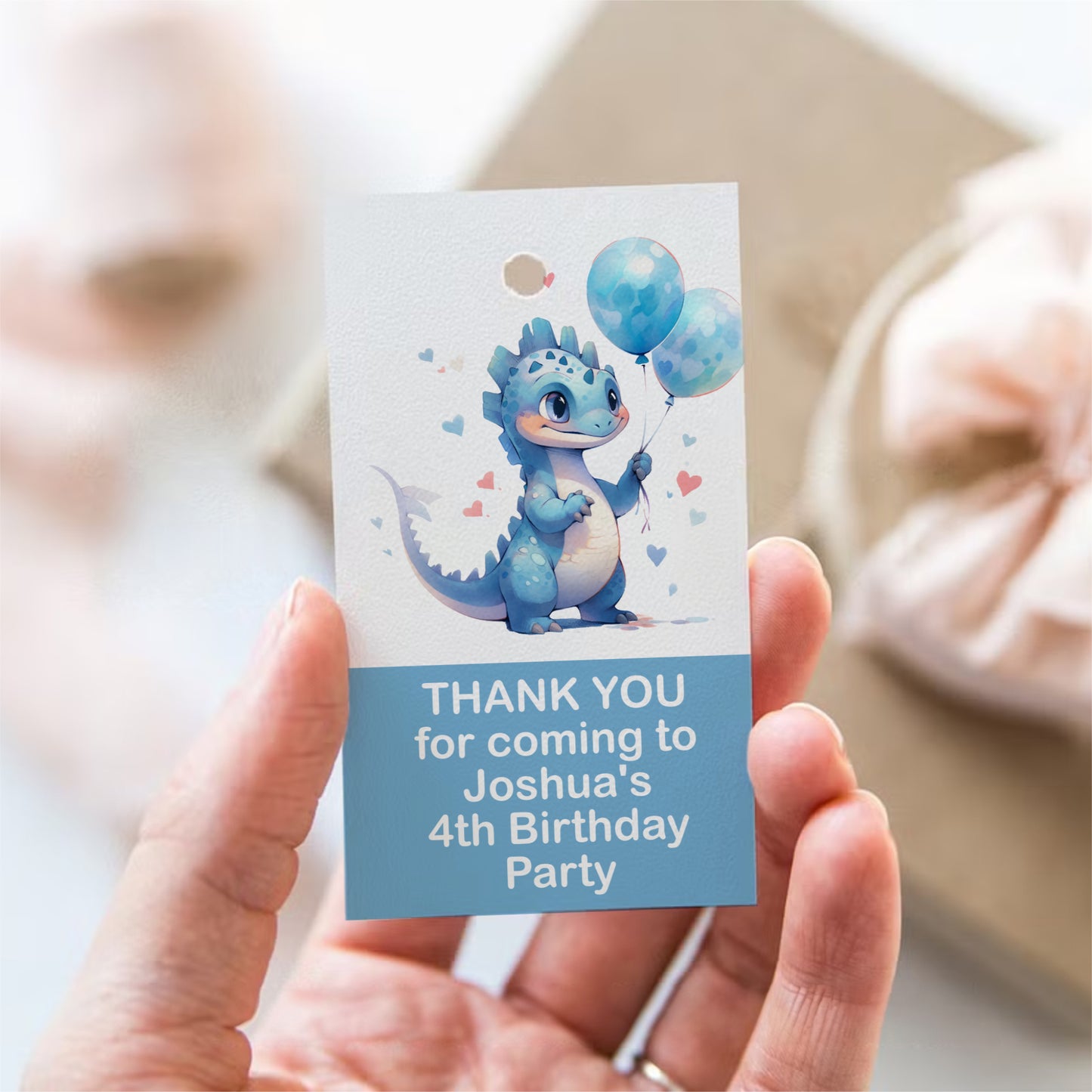 PERSONALISED DINOSAUR BIRTHDAY PARTY TAGS (PK10)