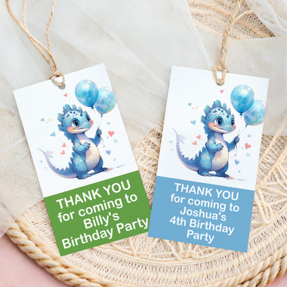 PERSONALISED DINOSAUR BIRTHDAY PARTY TAGS (PK10)
