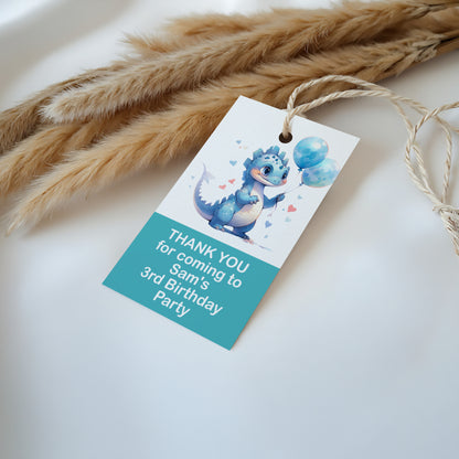 PERSONALISED DINOSAUR BIRTHDAY PARTY TAGS (PK10)