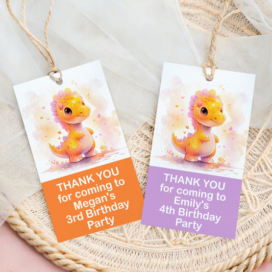 PERSONALISED DINOSAUR BIRTHDAY FAVOUR TAGS (PK10)