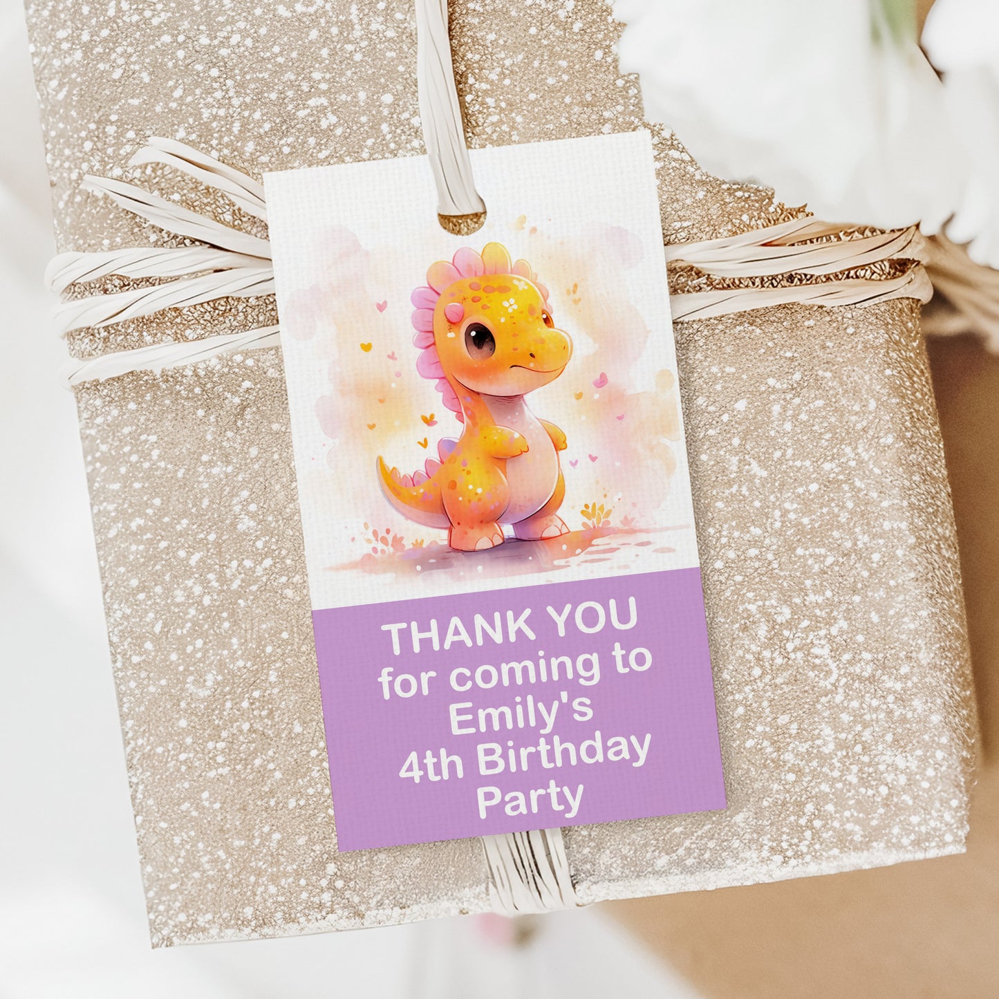 PERSONALISED DINOSAUR BIRTHDAY FAVOUR TAGS (PK10)