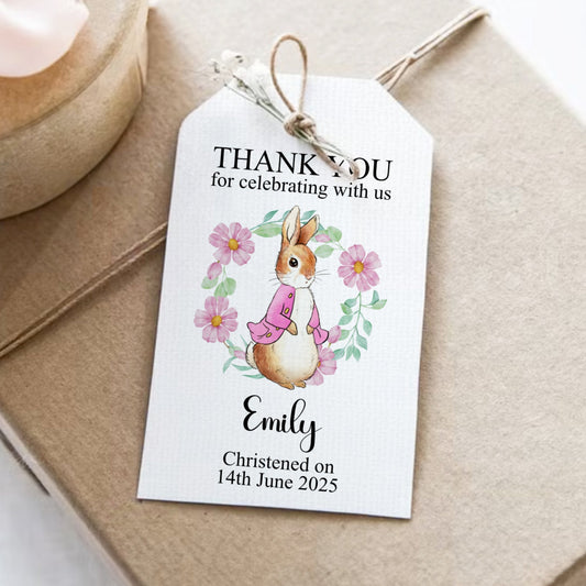 PERSONALISED FLOPSY BUNNY BAPTISM TAGS (PK10)
