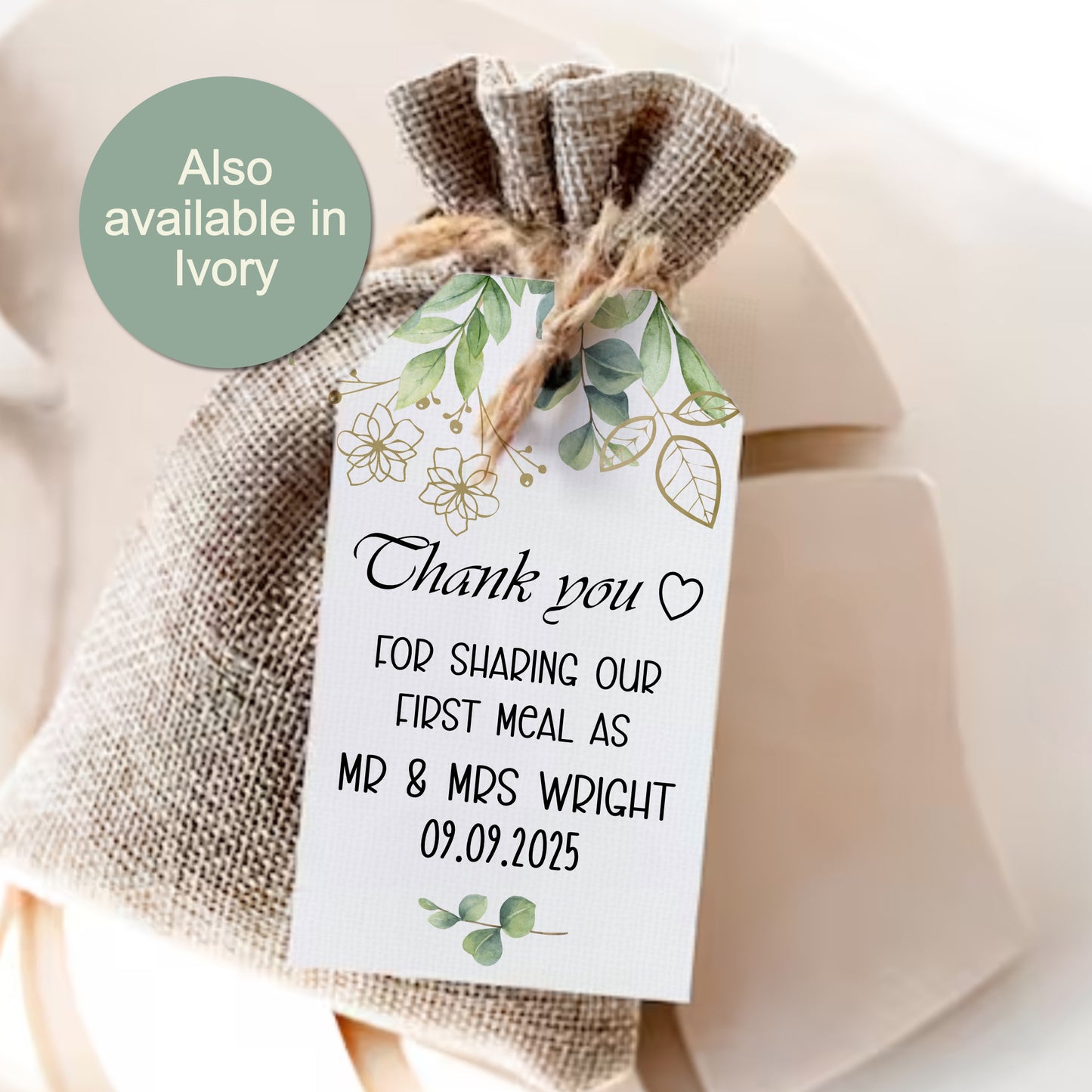 PERSONALISED FOLIAGE WEDDING TAGS (PK8 or PK15)