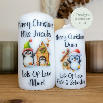PERSONALISED PENGUIN CHRISTMAS CANDLE