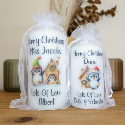 PERSONALISED PENGUIN CHRISTMAS CANDLE