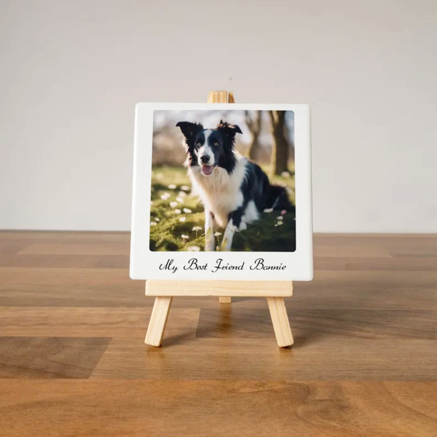 PERSONALISED PET PHOTO PLAQUE CERAMIC TILE WITH EASEL