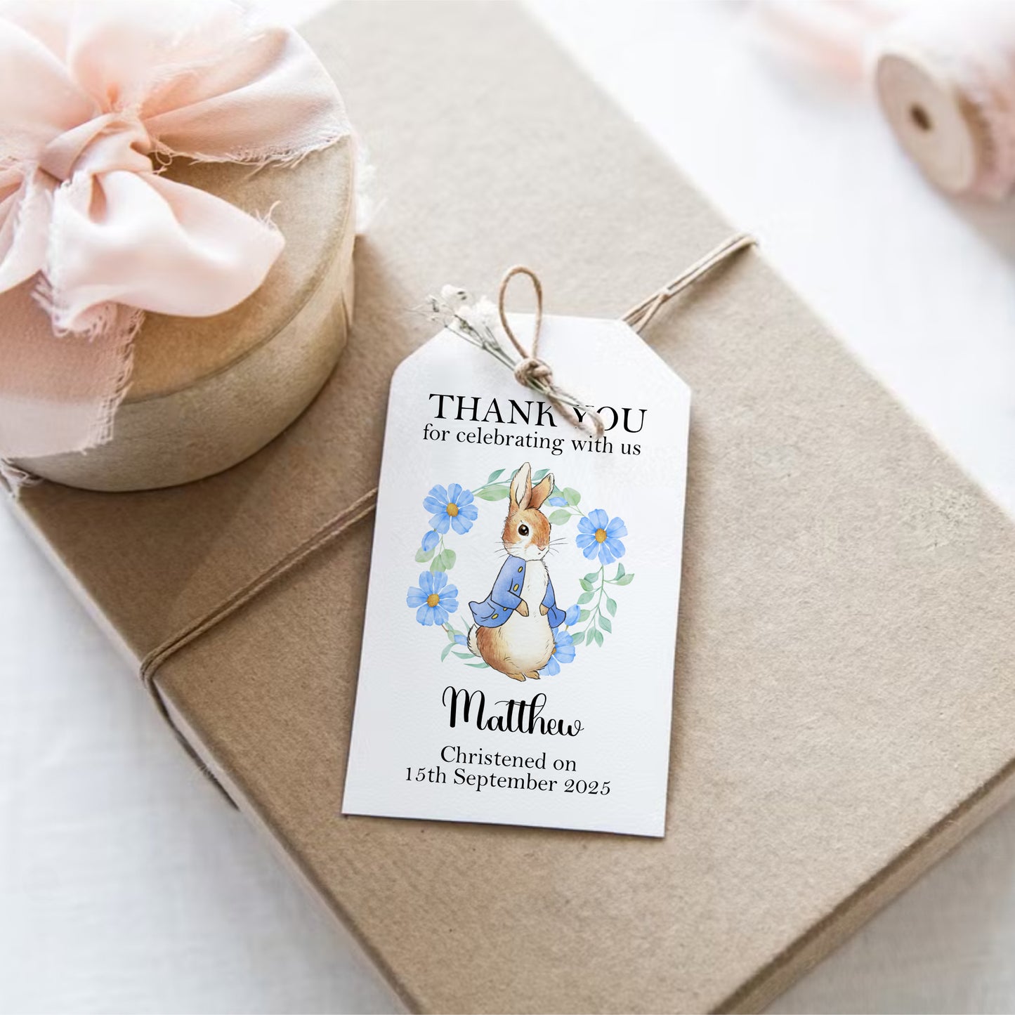PERSONALISED PETER RABBIT BAPTISM TAGS (PK10)