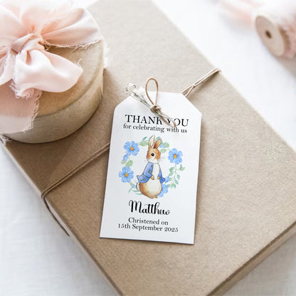 PERSONALISED PETER RABBIT BAPTISM TAGS (PK10)