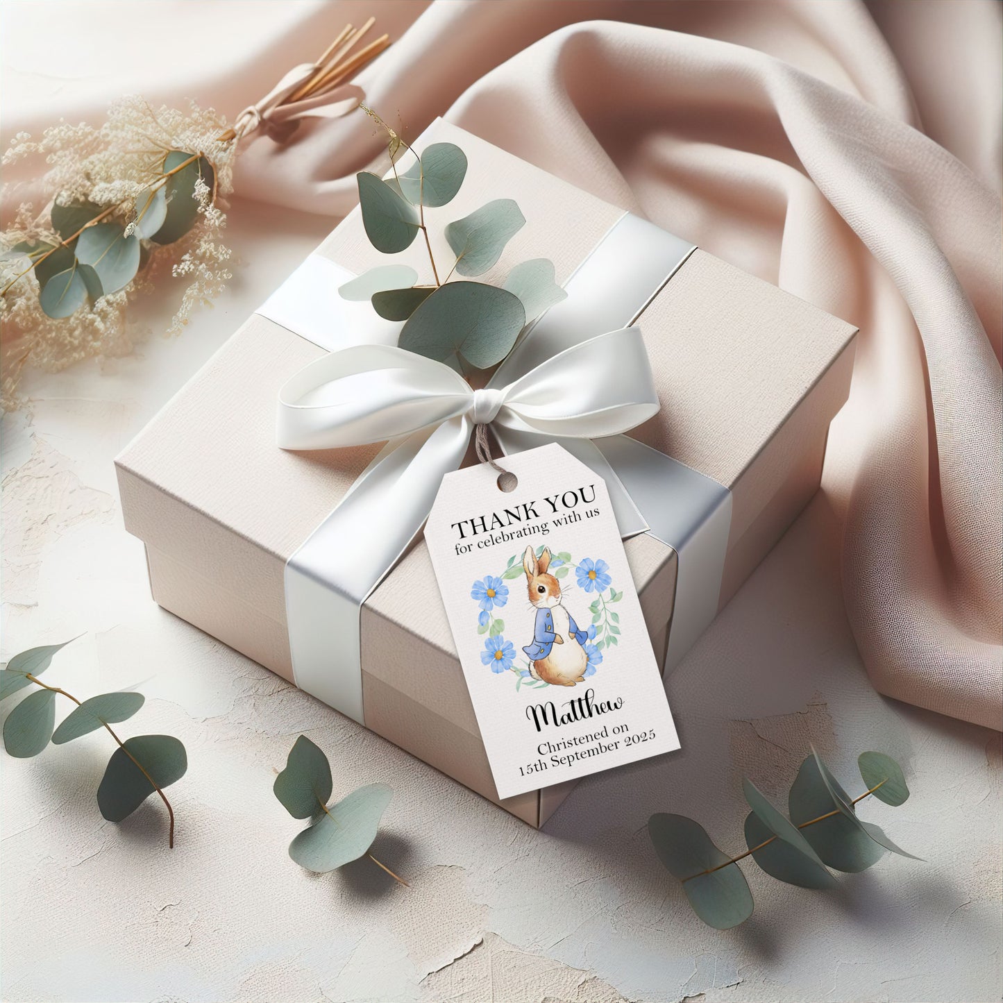 PERSONALISED PETER RABBIT BAPTISM TAGS (PK10)