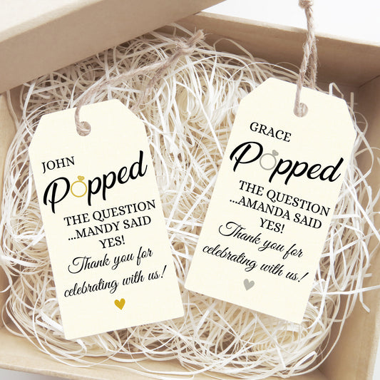 PERSONALISED IVORY POPPED THE QUESTION TAGS (PK10)
