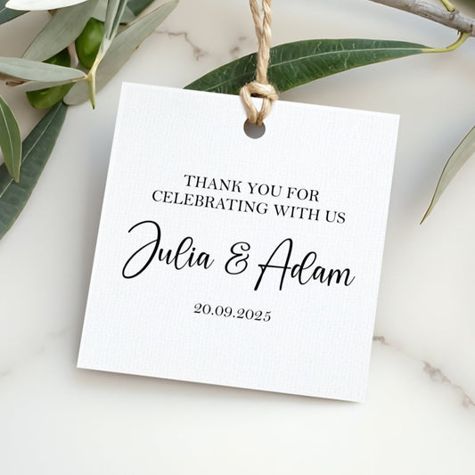 PERSONALISED PK15 ELEGANT WEDDING FAVOUR TAGS T062