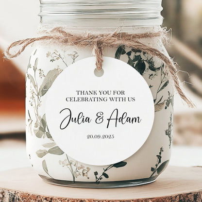 PERSONALISED ROUND WEDDING THANK YOU TAGS (PK15)