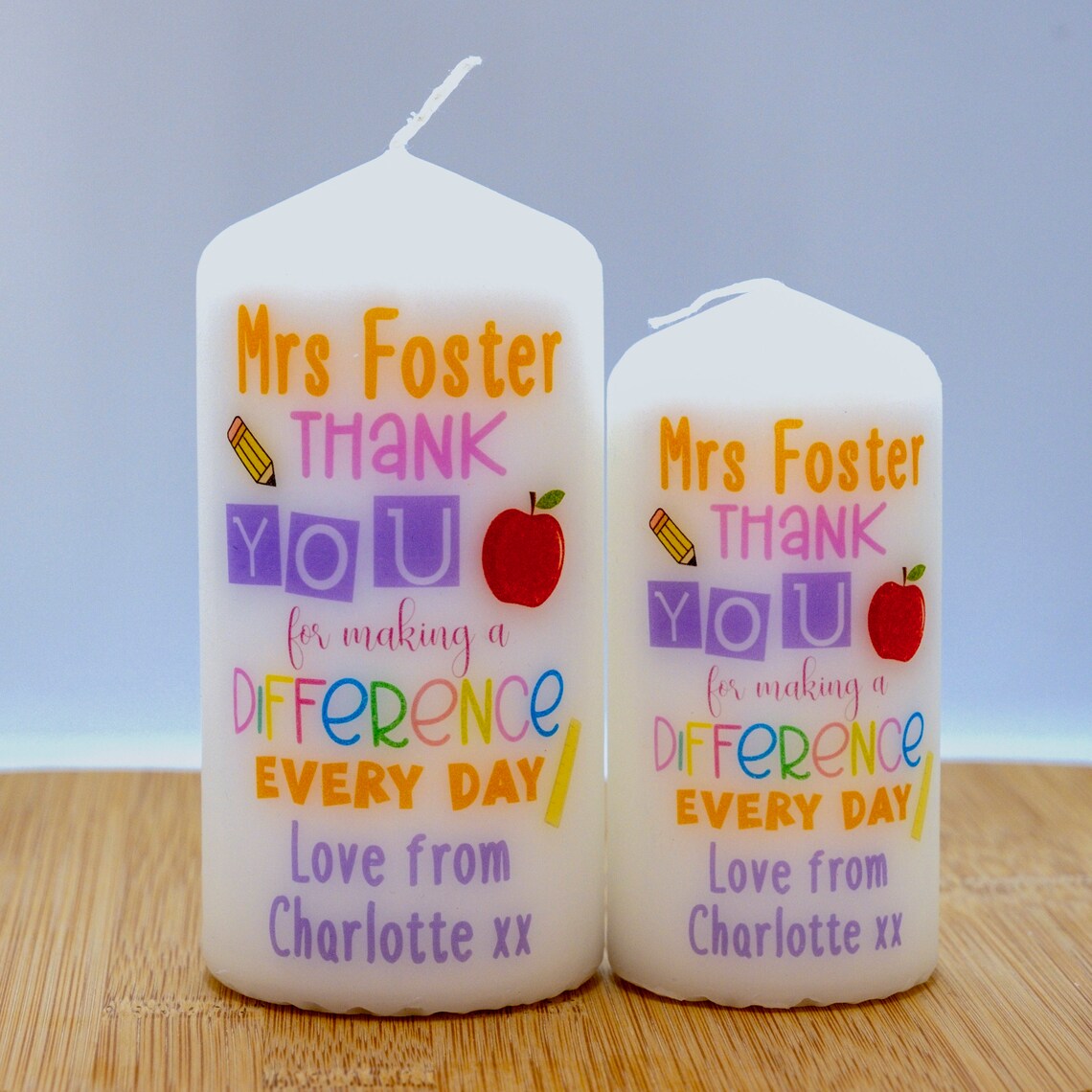 Personalised Thank You for Making a Difference Candle