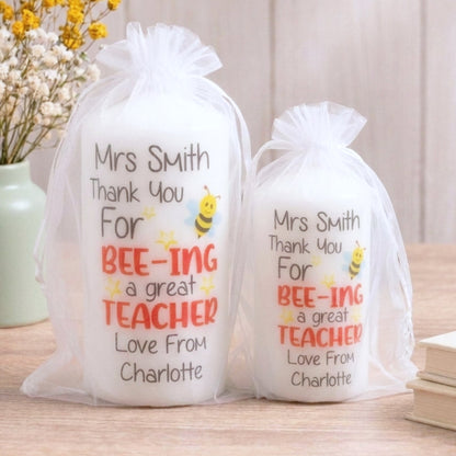 Personalised Thank You for Bee-ing a Great Teacher Candle