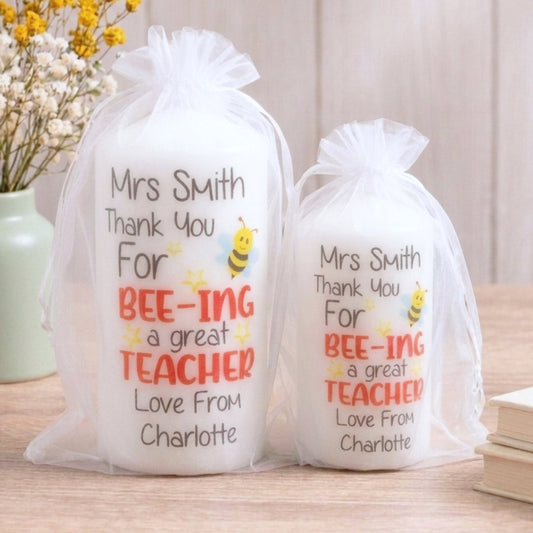 Personalised Thank You for Bee-ing a Great Teacher Candle