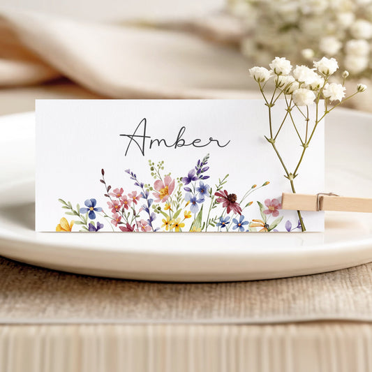 CHRISTENING PERSONALISED WILD FLOWERS PLACE CARDS
