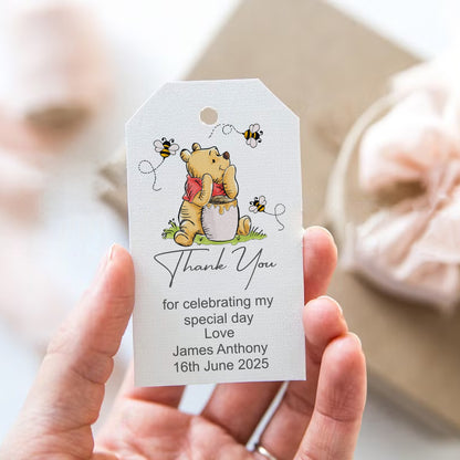 PERSONALISED WINNIE THE POOH BIRTHDAY TAGS (PK10)