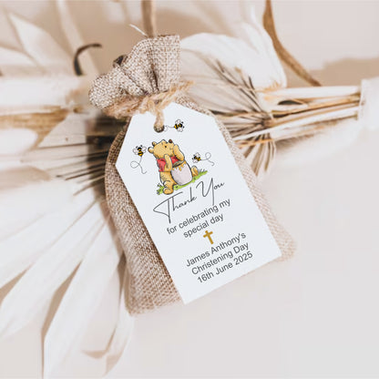 PERSONALISED WINNIE THE POOH CHRISTENING TAGS (PK10)