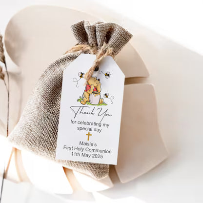 PERSONALISED WINNIE THE POOH CHRISTENING TAGS (PK10)