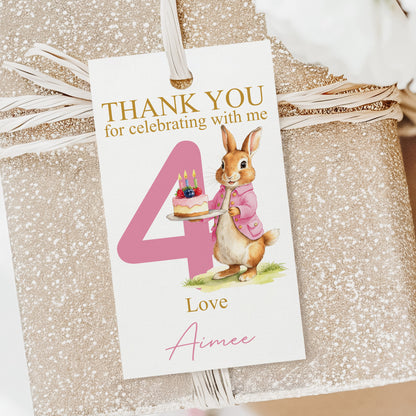 PERSONALISED PK10 FLOPSY BUNNY BIRTHDAY TAGS T030